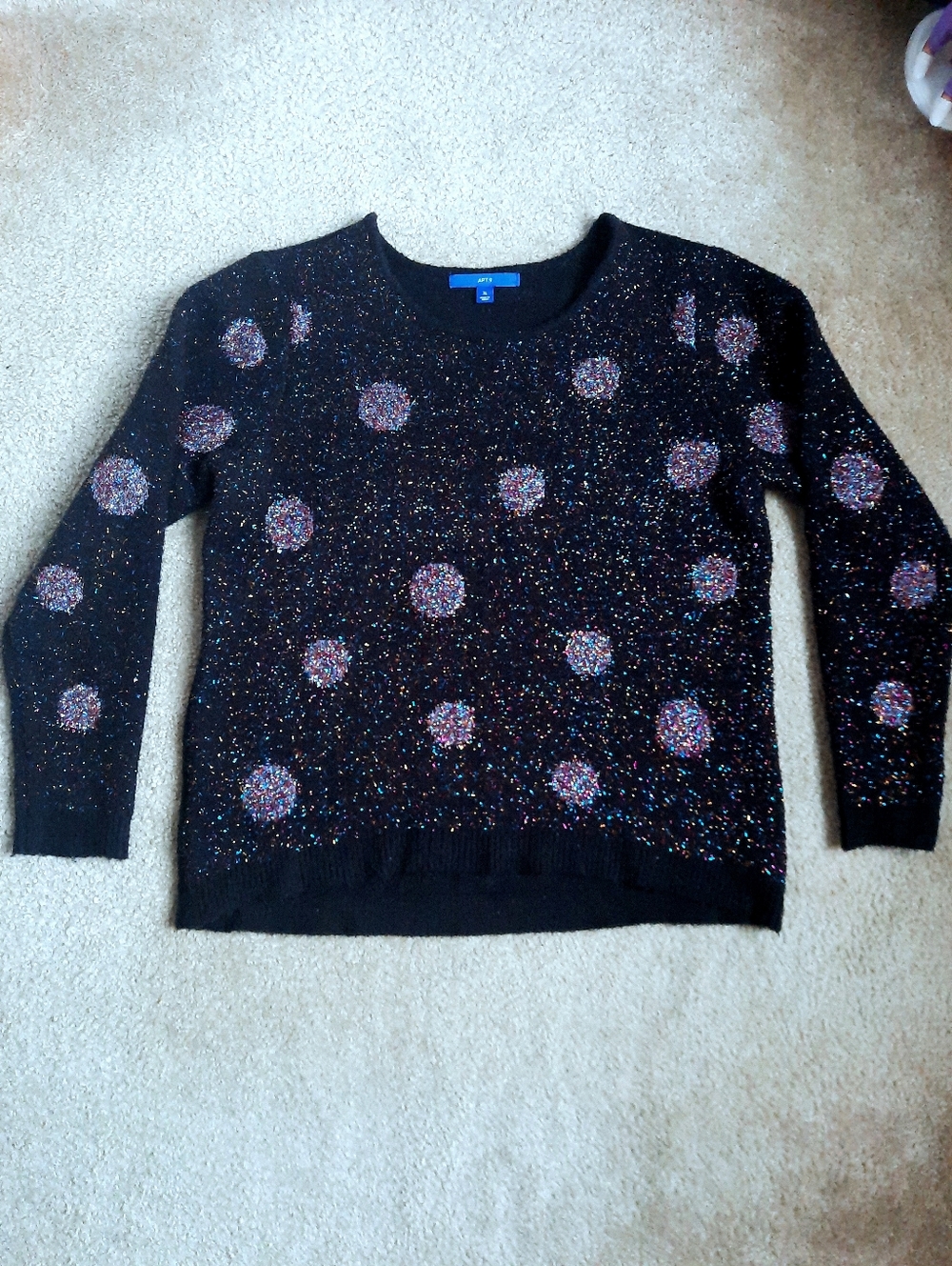 Apt. 9 XL Black Polka Dot Metallic Sweater